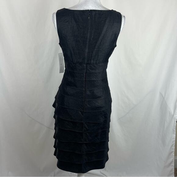 London Style Metallic Black Tulip Fitted Party Event Dress NWT Size 10 - Picture 5 of 14